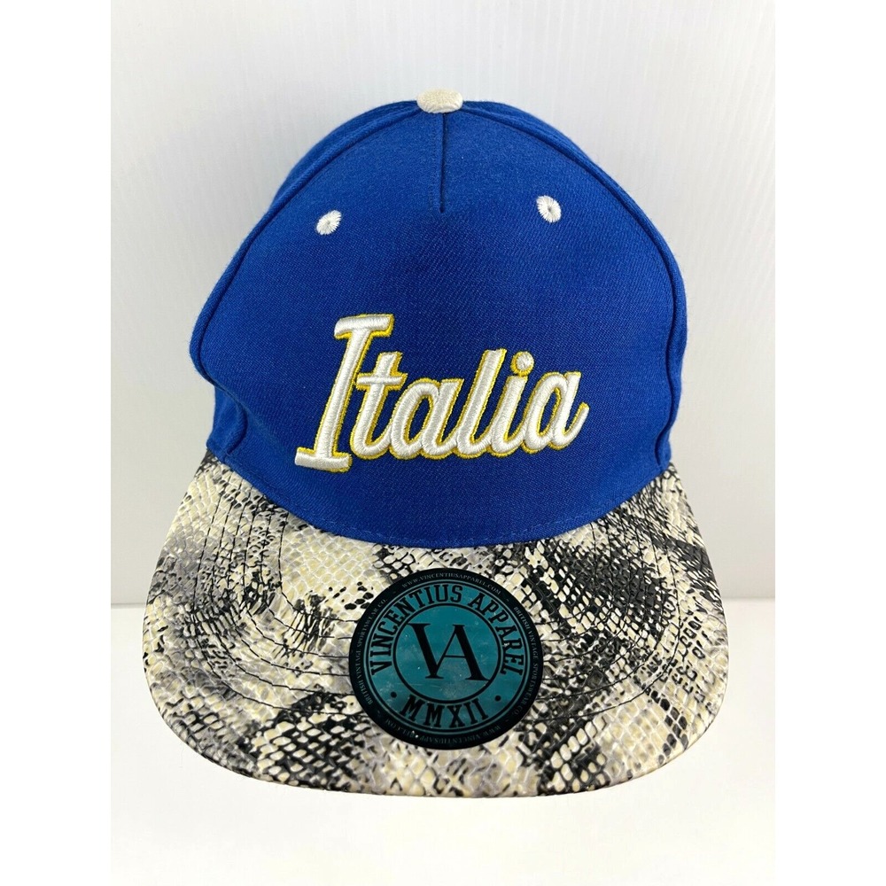 Vincentius Apparel Italia Snakeskin Blue Strapback Hat Adjustable Size Cap
